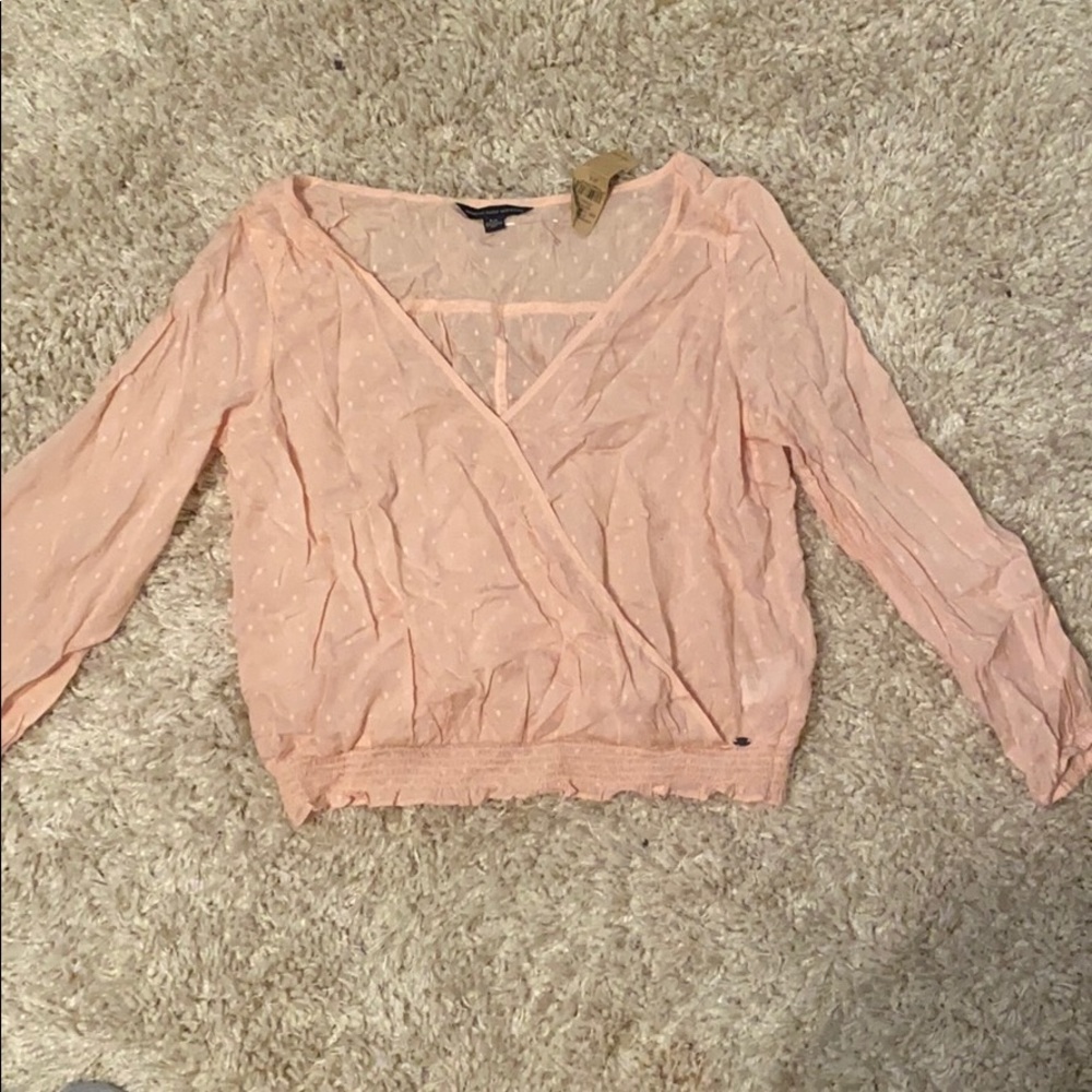 Pink V Neck American Eagle Top